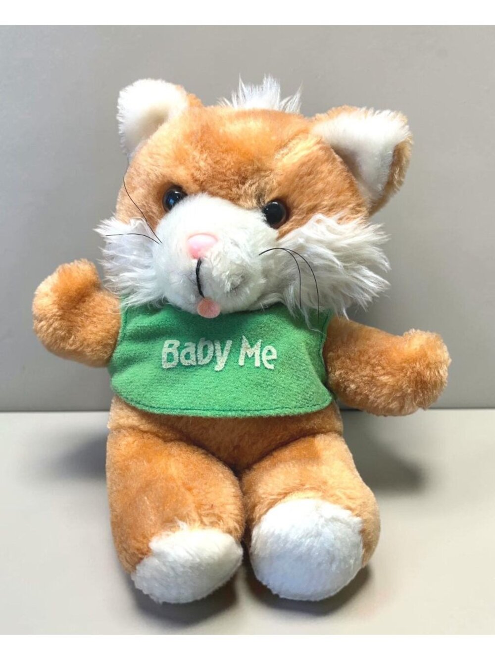 Stuffed Orange Kitty Cat Plush Baby Me Shirt Wallace Berrie Vintage 1980s Toy